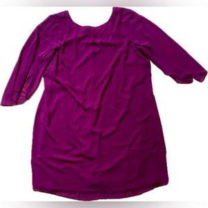 JBS Woman Chiffon Dress Burgundy Wine Lining Zipper Back 16W